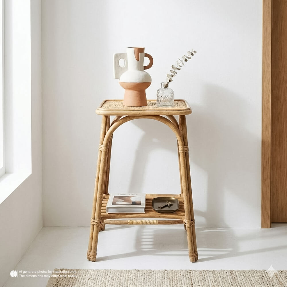 โต๊ะข้าง หวายแท้ PISAMAI รุ่น ALTO SIDE TABLE ทรง MINIMAL ขนาด 40*40*70 ซม. สีธรรมชาติ_9